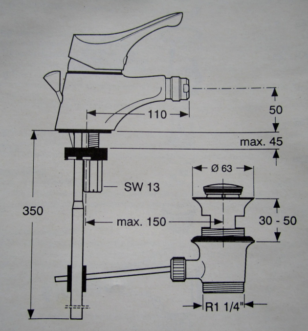 IDEAL STANDARD Ceramix No.1 Bidetarmatur in Weiss Bicolor