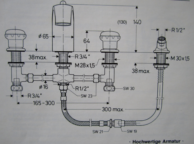 DALLAS 4-Loch-Waschbeckenarmatur Waschtischarmatur CHROM
