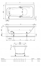 BETTE LINE Badewanne 160 x 80 cm m. Griffbohrungen Antirutsch ohne Überlauf WEISS