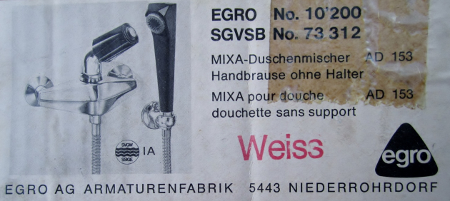 Egro Duschwannenarmatur Duscharmatur Set mit schweizer Anschlüsse WEISS