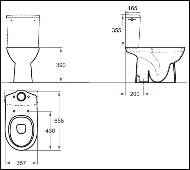 KERAMAG Delta Diara Stand-WC-Kombination mit Spülkasten Ägäis Abgang Boden AO