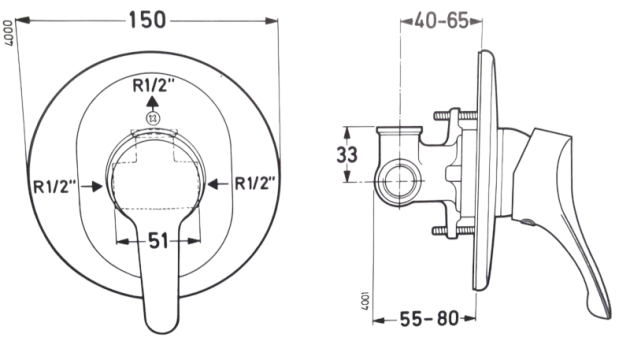 Ceramix No.1 Unterputz-Armatur Duscharmatur Brausebatterie WEISS