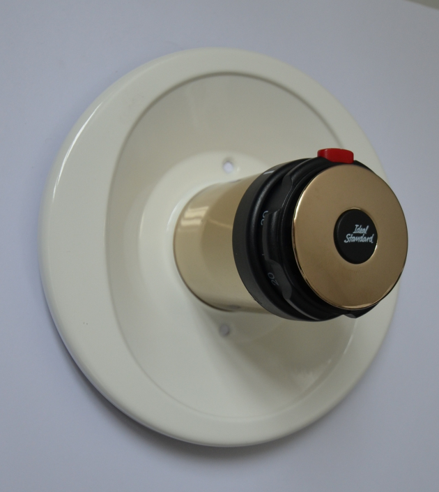 Bausatz 2 - Idealux Oberteile Unterputz-Armatur Weiss-Edelmessing