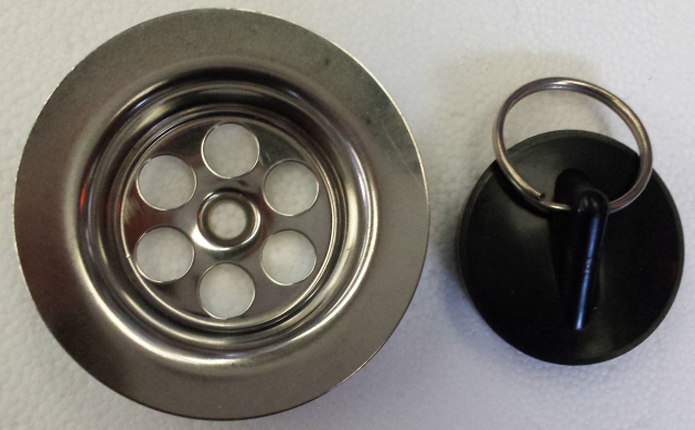 Ablaufsieb Abflusssieb Einsatz mit Stopfen Chrom