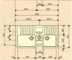 FRANKE-BELINOX System 2000 Auflage - Spüle 120 x 60 cm Ivory Elfenbein