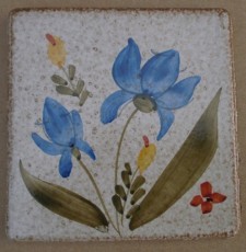 MOSA 1307 Wandfliese handbemalte antike Fliese mit Blumen Motiv 10x10 cm