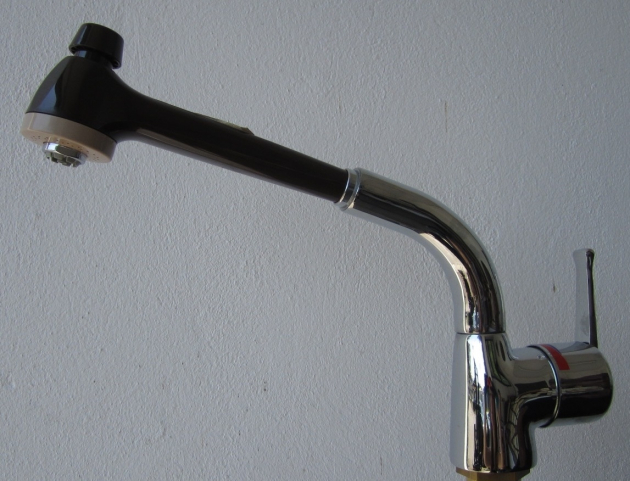 KURI Küchenarmatur Armatur Spültischarmatur Niederdruck mit Brause Mocca Chrom