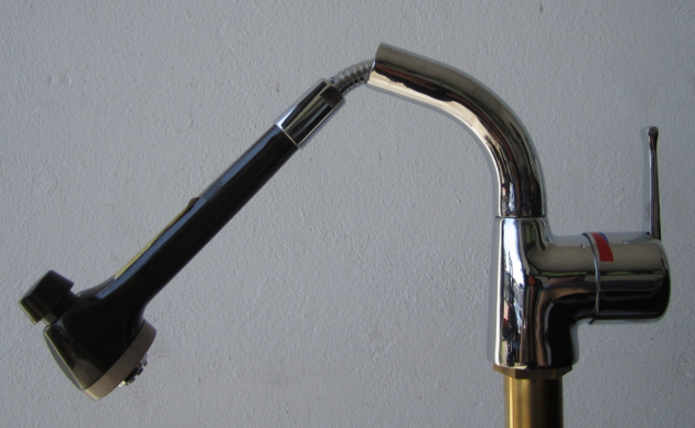 KURI Küchenarmatur Armatur Spültischarmatur Niederdruck mit Brause Mocca Chrom