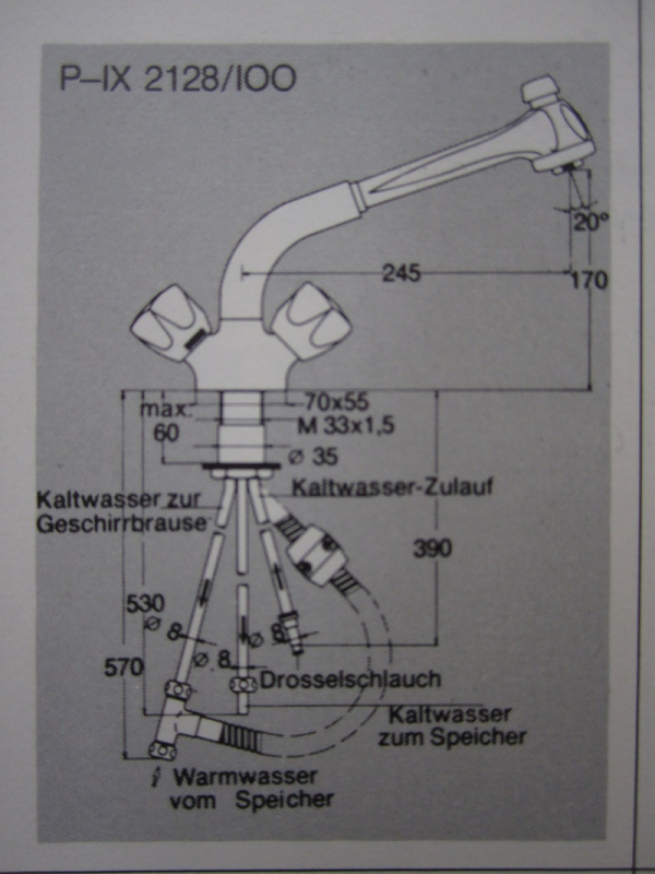 KURI Küchenarmatur Armatur Spültischarmatur Niederdruck mit Brause Weiss