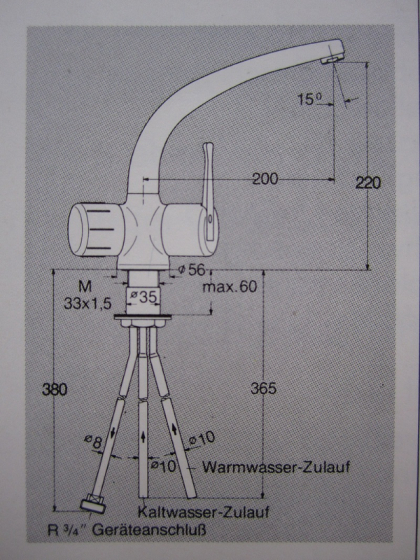 KURI Küchenarmatur mit Geräteanschlussventil Silber Grau