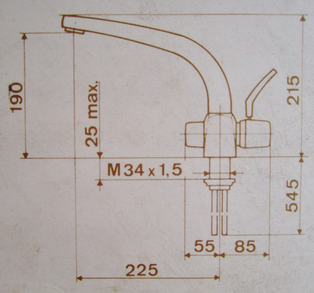 ARWA-TREND 29712 Küchenarmatur Armatur Niederdruck Chrom-Mocca