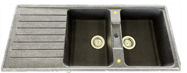 Schock Art D-200 flächenbündige Spüle Lava-Granit Schwarz-Granit 116x50 cm