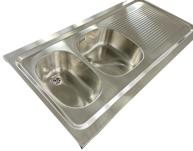 RIEBER Auflagespüle 120x60 cm Becken-Links in Edelstahl