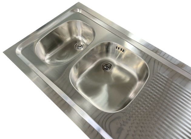 RIEBER Auflagespüle 120x60 cm Becken-Links in Edelstahl