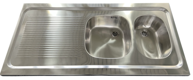 RIEBER Auflagespüle 120x60 cm Becken-Rechts in Edelstahl