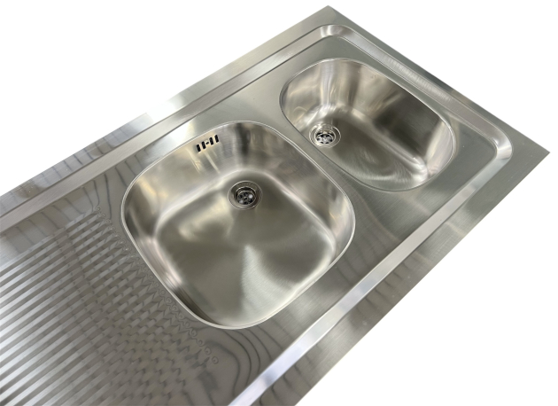 RIEBER Auflagespüle 120x60 cm Becken-Rechts in Edelstahl