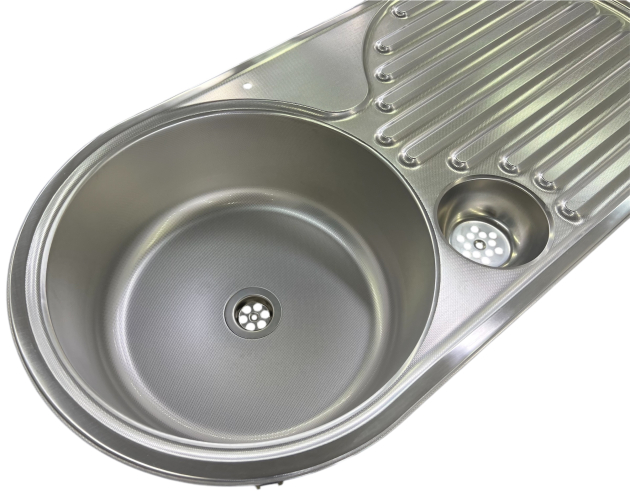 RIEBER ovale Spüle E 86 TAR roundline Einbauspüle EDELSTAHL LEINEN 86 x 43,5 cm