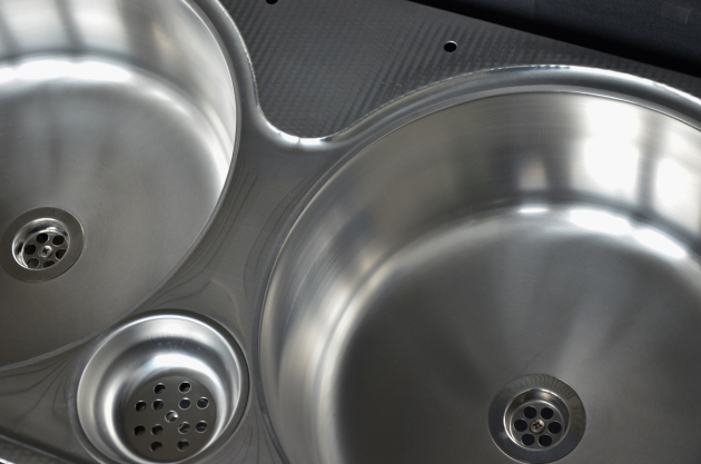 RIEBER Einbauspüle Doppelbecken-Spüle 86x43 cm EDELSTAHL-LEINEN