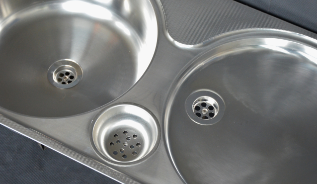 RIEBER Einbauspüle Spüle Küchenspüle Rundbecken 86 x 43 cm EDELSTAHL-LEINEN