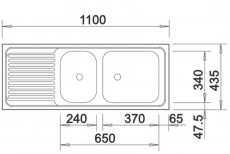 BLANCO Doppelbecken Einbauspüle 110x43,5 cm Küchenspüle EDELSTAHL 