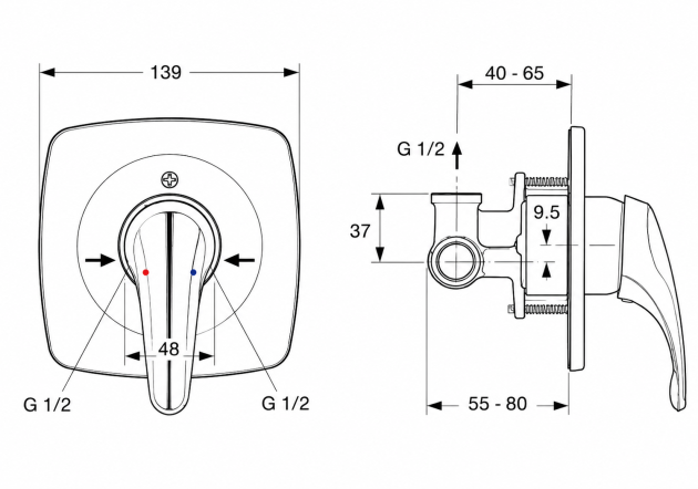 IDEAL STANDARD Ceradisc Unterputz-Brause-Armatur Bausatz 2 Chrom Duscharmatur Brausebatterie Wandeinbau A2362.988842
