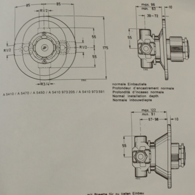 Bausatz 2 - Idealux Oberteile Unterputz-Armatur Weiss-Edelmessing