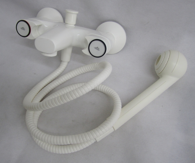 IDEAL STANDARD Dualux Badewannenarmatur + Schlauch + Handbrause WEISS