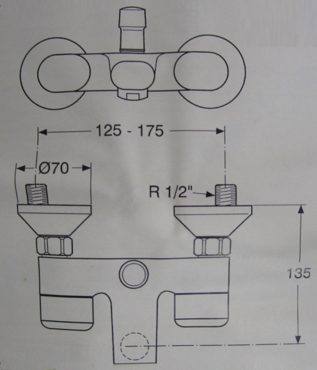 IDEAL STANDARD Dualux Badewannenarmatur + Schlauch + Handbrause WEISS
