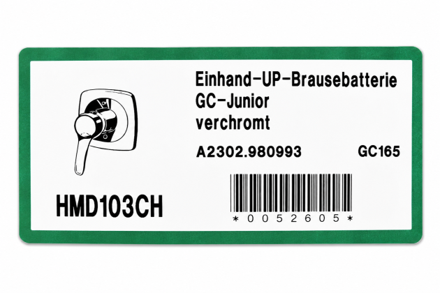 Ceramix Junior Unterputz Duscharmatur Chrom UP Brausearmatur Wandeinbau GC-Junior Brausebatterie (A2302.980993 / HMD103CH / GC165)