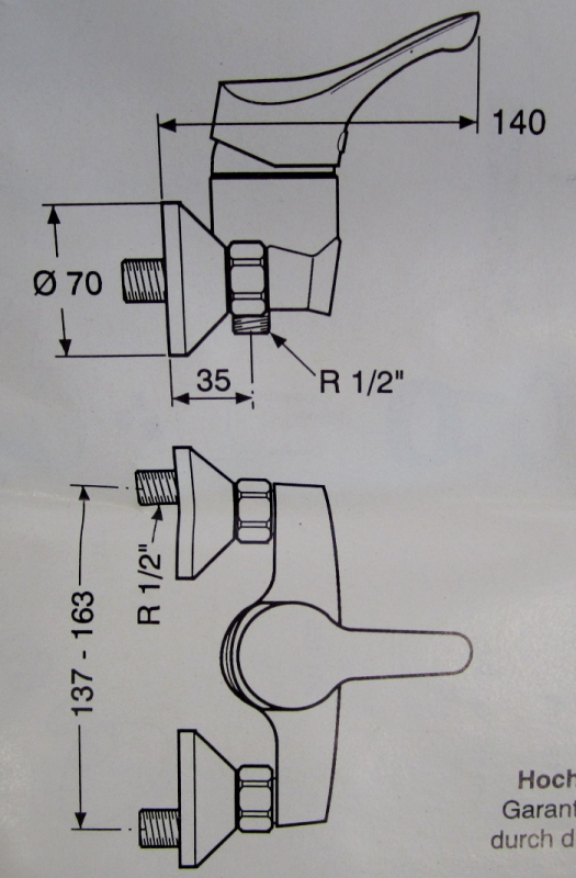 Ceramix Duschwannenarmatur Duscharmatur Schweizer Anschlüsse CHROM