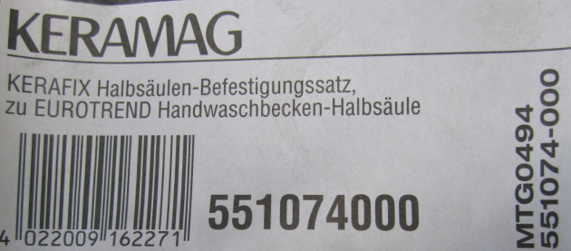 KERAMAG KERAFIX HALBSÄULEN BEFESTIGUNGSSATZ 551074000
