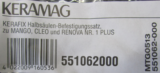 KERAMAG KERAFIX HALBSÄULEN BEFESTIGUNGSSATZ 551062000