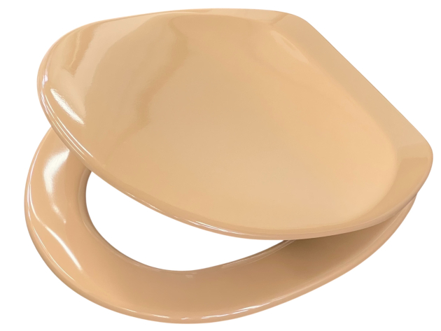 SANIBEL LUXE WC-Sitz Caramel Braun mit Edelstahlscharnieren Toilettensitz WC-Brille WC-Deckel