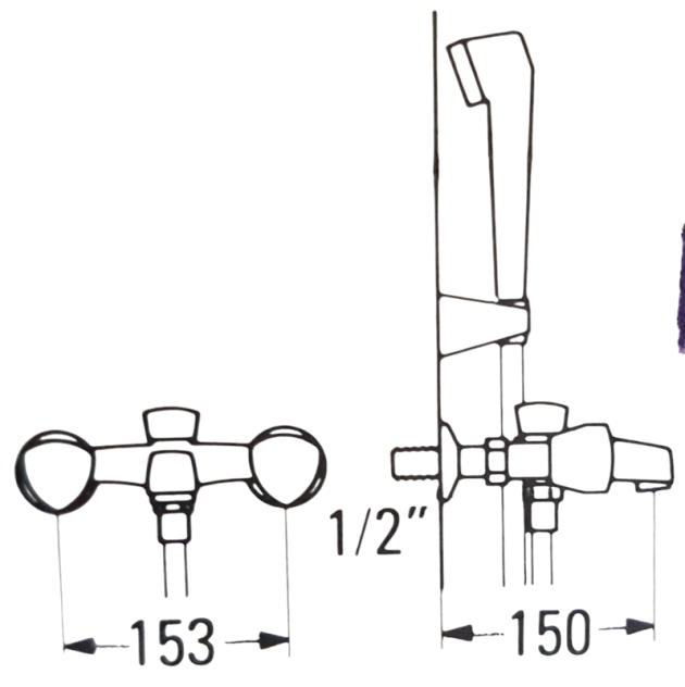 KWC NEOSTAR Badewannenarmatur + Handbrause+Schlauch Weiss