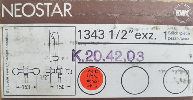 KWC NEOSTAR Badewannenarmatur + Handbrause+Schlauch Weiss