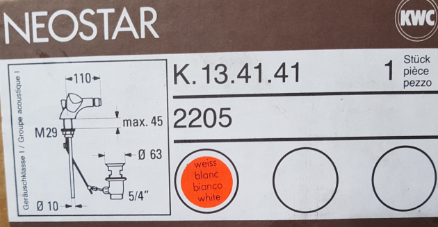 KWC NEOSTAR Bidetarmatur Sitzwaschbecken-Armatur WEISS