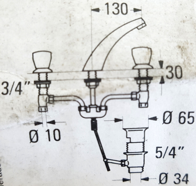 KWC 3-Loch-Armatur Waschbeckenarmatur CREME/BRAUN