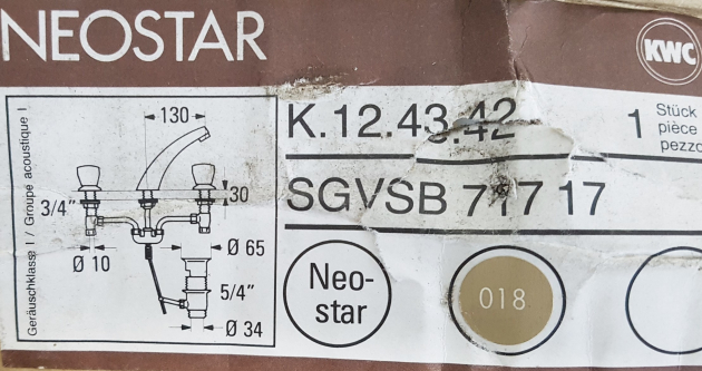 KWC 3-Loch-Armatur Waschbeckenarmatur CREME/BRAUN