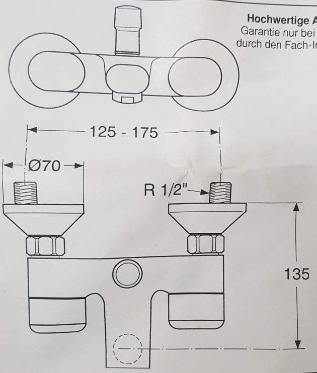 Dualux Duscharmatur Brausebatterie Edelmessing