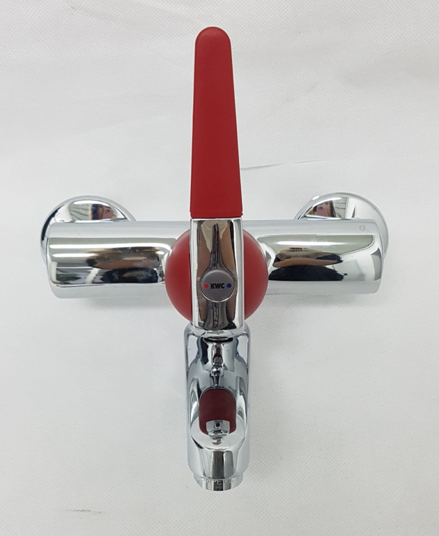 KWC Neodomo Auslauf Wand-Armatur Küchenarmatur Chrom-Rot