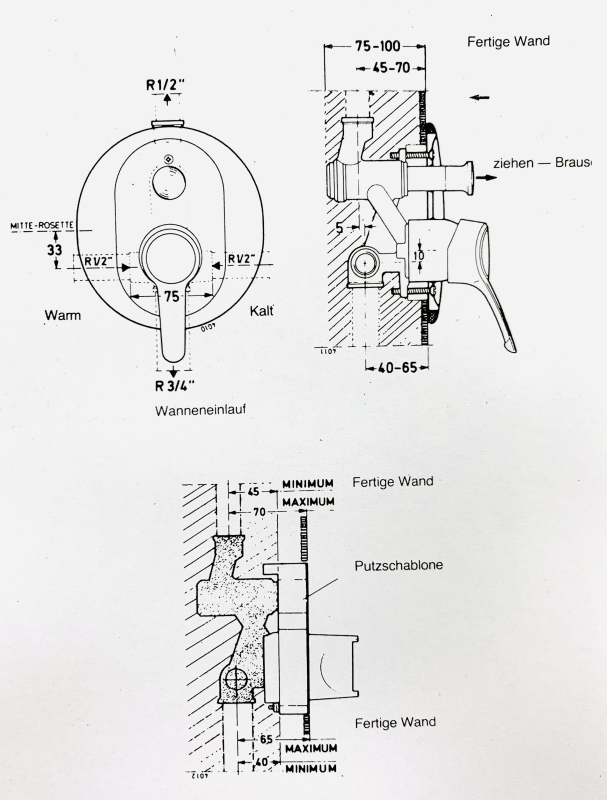 IDEAL STANDARD Bausatz 1 Unterputz-Ventil Armatur Ceramix A3503
