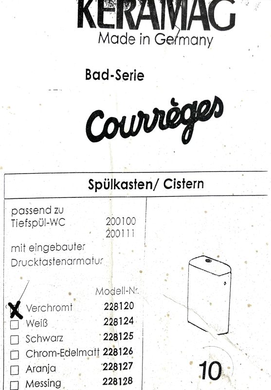 KERAMAG Courreges Keramik-Spülkasten Einlauf hinten/Links/Rechts Manhattan Grau