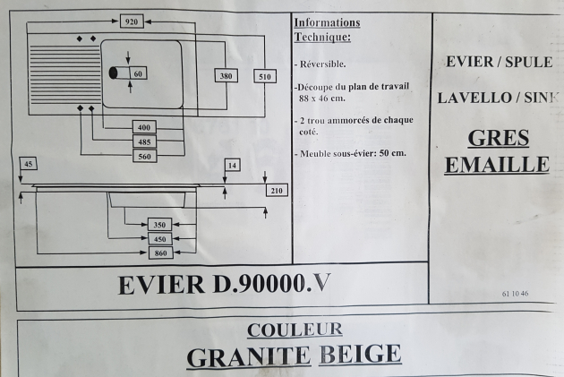 VILLEROY & BOCH Tudor 1.0 Keramik-Spüle Creme/Beige-Granit 92/51 cm