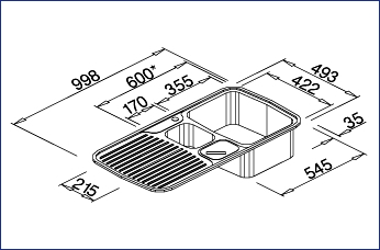 BLANCO Multi-Box Spüle Becken Links 99,5x49 cm Capuccino