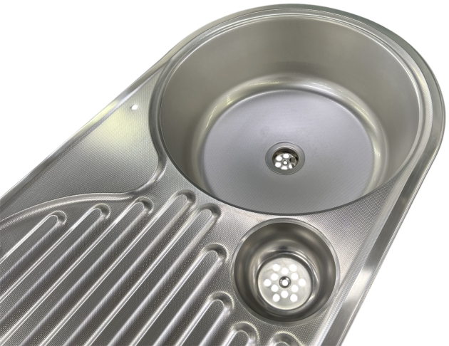 RIEBER ovale Spüle Küchenspüle Rundbecken 86 x 43,5 cm EDELSTAHL 18/10 E86 TAR 9926 leinen