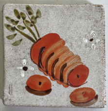 MOSA 1306 Wandfliese handbemalte antike Küchenfliese Geschnittene Karotte Motiv 10x10 cm