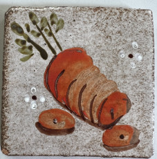 MOSA 1306 Wandfliese handbemalte antike Küchenfliese Geschnittene Karotte Motiv 10x10 cm