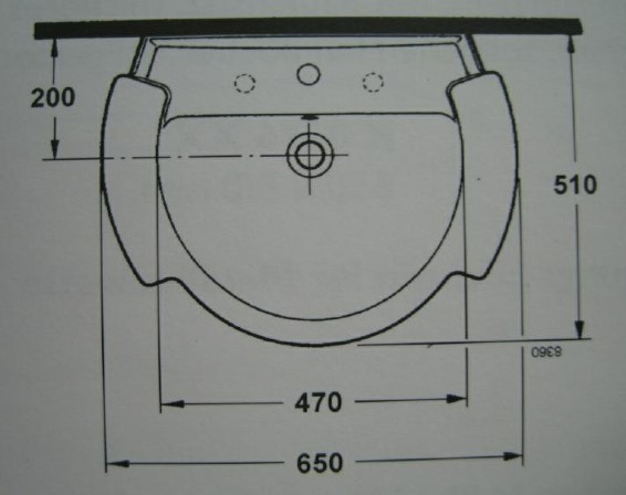 IDEAL STANDARD Castelli Waschbecken Waschtisch WEISS 65 x 51 cm
