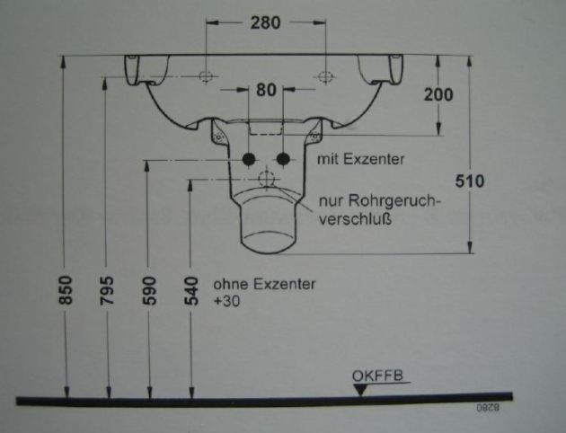 IDEAL STANDARD Aramis Waschbecken / Waschtisch WEISS 85 cm