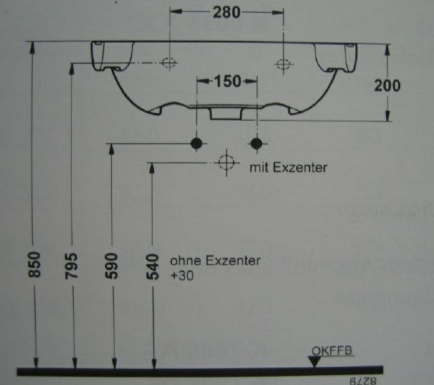 IDEAL STANDARD Aramis Waschbecken / Waschtisch WEISS 85 cm